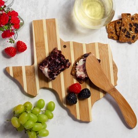 Totally Bamboo Texas Charcuterie Board with Spreader Knife Gift Set, 9-5/8" x 10-1/8"