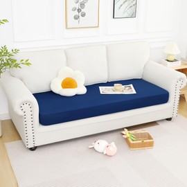 Smiry Printed Couch Cushion Covers, Stretch Soft Couch Covers for Sofa, Washable Non-Slip Sofa Slipcover Furniture Protector for Indoor and Outdoor (Large, Navy)