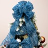 VATIN 4" Blue Christmas Ribbon, Blue Glitter Mesh Diamond Web