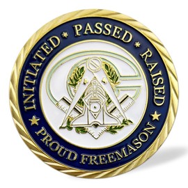 RYUKENLM Masonic Challenge Coin - Freemason Master Mason Collectible - Freemasonry Commemorative Coin with Initiated, Passed, Raised Design - Gift for Masonic Lodge Members & Enthusiasts
