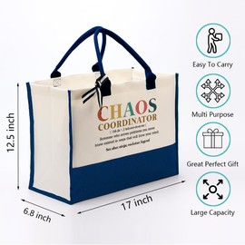 Canvas Tote Bag, Cotton Canvas Tote Bag, Chaos Coordinator Bag, Gifts for Boss Lady/Friend/Coworker/Teacher, Mom Birthday Gift, Canvas Tote Bags for Women, Womens Weekend Bag, Canvas Beach Bag C