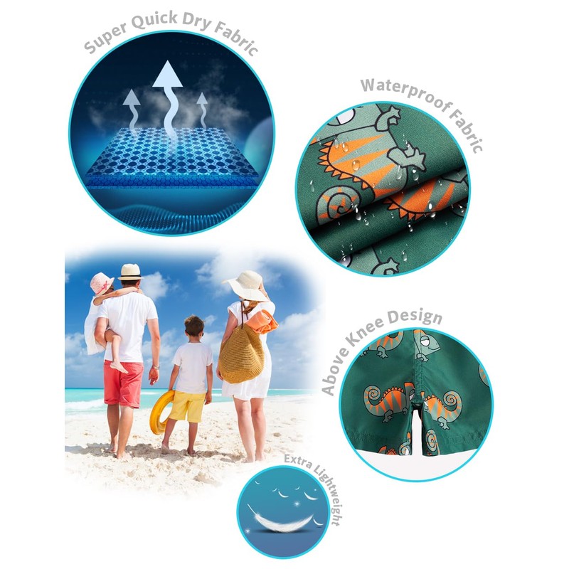 MaaMgic Small Boys' Swimming Shorts Quick-Drying Board Shorts with Mesh