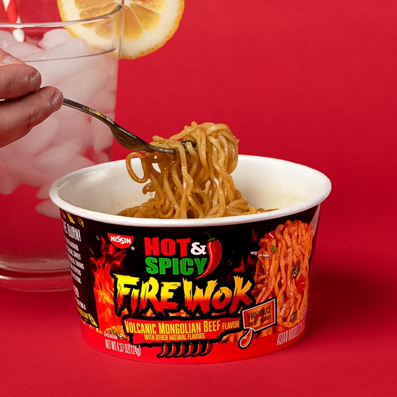 Nissin Hot & Spicy Fire Wok, Volcanic Mongolian Beef, 4.37