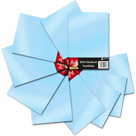 Evo Ultraflock Textile Film for Plotter, 33 Colours, Flock Film in DIN A4 Format, 30 x 20 cm, Plotter Film for Fabric, Clothing, T-Shirts, Flock Film Accessories (Set of 10, 015 Light Blue)