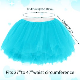 Yymobt 2 Pack Blue Tutu Tulle Skirt for Women 5 Layered Stretchy Puffy Fluffy Adult Dance Skirt for 80s Ballerina Party Costume
