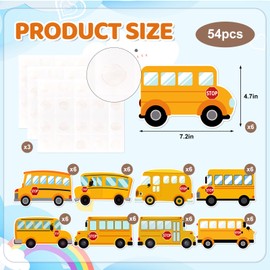 54Pcs School Bus Cutouts School Bus Name Tags Labels Bulletin Board Cut-Outs Classroom Decorations for Preschool Kindergarten Elementary Back to School Decor