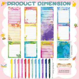 Yeaqee 12 Set Employee Appreciation Gifts 12 Empowering Sticky Notepads 12 Pens 12 Ribbons Motivational Sticky Notes Inspirational Pens for Students Colleague Office Supplies(Watercolor)