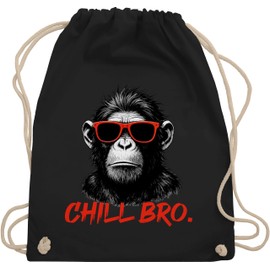 Shirtracer - Gym Bag Backpack - Bags - Chill Bro Cool Monkey Gift Statement Funny I Cool Gifts Young Men I Gamer Sayings Teenager Gift Gamer I Cool Sayings Gambling, 01 black, Unit size