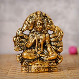 eCraftIndia Golden Panch Mukhi Hanuman - Vitrina decorativa de metal