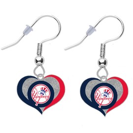 Yankees Swirl Heart-Shaped Earrings