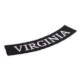 PatchStop State of Virginia Bottom Rocker Patches for Jackets Motorcycle Vests Backpacks Hats Tactical - Small 4x1.25in Black White Iron On Sew On Biker Emblem - United States Souvenirs Travel Gifts