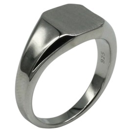 Fine Elegant Signet Ring 925 Silver with Engraving Plate, Size: 61 (19.4 mm), Silver