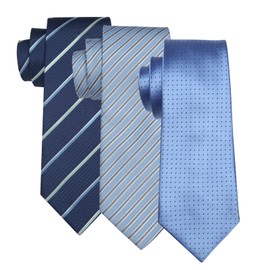 HISDERN Lot 3 Piece Men's Tie Classic Elegant Ties and Pocket Square Silk Tie Set Wedding Party Tie - Multiple Sets, Z-TC3-01