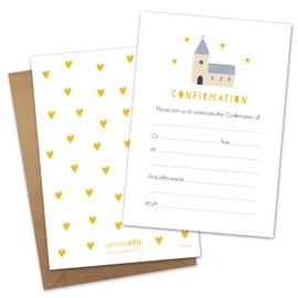 James Ellis Pack of 8 Yellow Confirmation Invitations with Envelopes