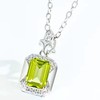 Peridot Natural Gemstone Necklace, Emerald Cut 1.7 Carat Solitaire, 925