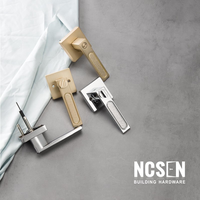 NCSEN 6 Pack Gold Privacy Door Handles, Interior Door Knobs