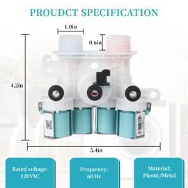 W11165546 W11096267 Washer Water Inlet Valve for Kenmore, Whirlpool, Maytag washing machines, replaces W10839828 PS12348013 W10758828 33090105 W10599423