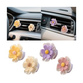KHGUZ Flower Car Air Vent Clips, 4 PCS Cute Vehicle Air Conditioning Outlet Clamps, Automotive Interior Dashboard Charm Decoration Accessories, Universal for Sedan, SUV, Truck (Multicolor1)