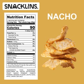 SNACKLINS Plant Based Crisps NACHO - Gluten Free, Grain Free, 100% Kosher, Vegan Healthy Snacks, Crunchy Puffed Snack, Only 90 Calories Per Bag - .9oz Bag (Case of 24)