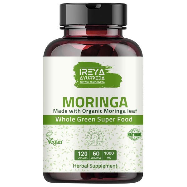 Ireya Ayurveda Moringa Capsule 1000 mg (120 Capsules), Moringa Powder