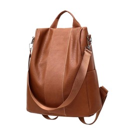 AfitLulu Womens Backpack Anti-Theft Shoulder Bags Women with Detachable Shoulder Strap, Women's Fashion Backpacks Large Capacity Ladies Handbags PU Leather Travel Rucksack with Handle (Brown)