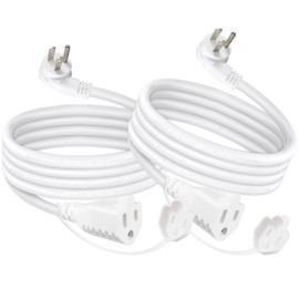 [Paquete de 2] Cable de extensión plano blanco de 3 pies, enchufe plano a prueba de intemperie, enchufe plano de perfil bajo, cable de extensión de 3 clavijas para interiores, cable de extensión