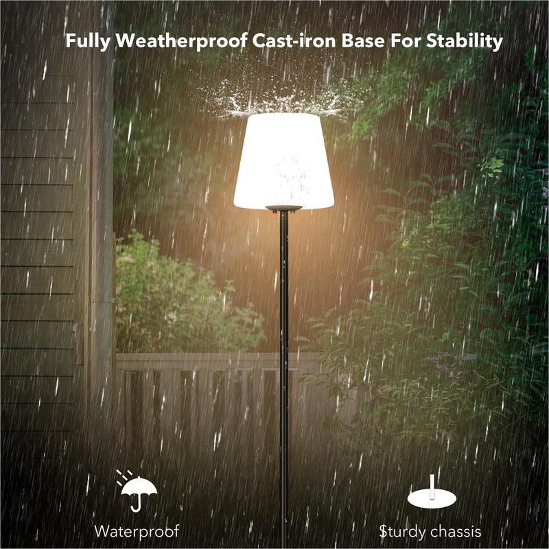Outdoor Floor Lamp, 100% Solar Powered Floor Lamp for Patio