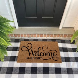 6 Piece Welcome Stencils for Painting on Wood, Fabric, Wall - Family Doormat Sign Templates (Welcome-2)