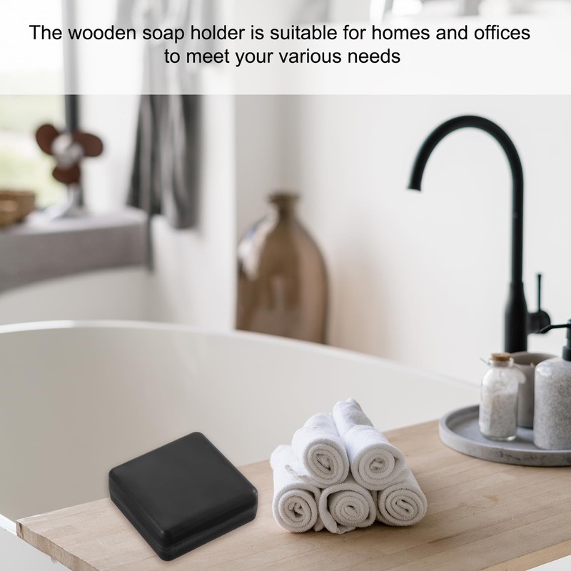 sourcing map Wooden Soap Holder, Detachable Self Draining Square Soap