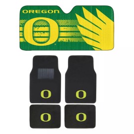 NEW OREGON DUCKS Car 4pc Carpet FRONT REAR Floor Mats & Auto Sun Shade Cover
