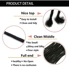 Loc Extension Human Hair 4 inch 100 Strands 0.4cm Width 100% Full Handmade Permanent Loc Extension Human Hair for Women/Men Can Be Dyed Bleached Curled (Width 0.4cm Natual Black)