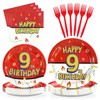 Grencian 96Pcs Happy 9th Birthday Party Supplies Cartoon Anime Themed