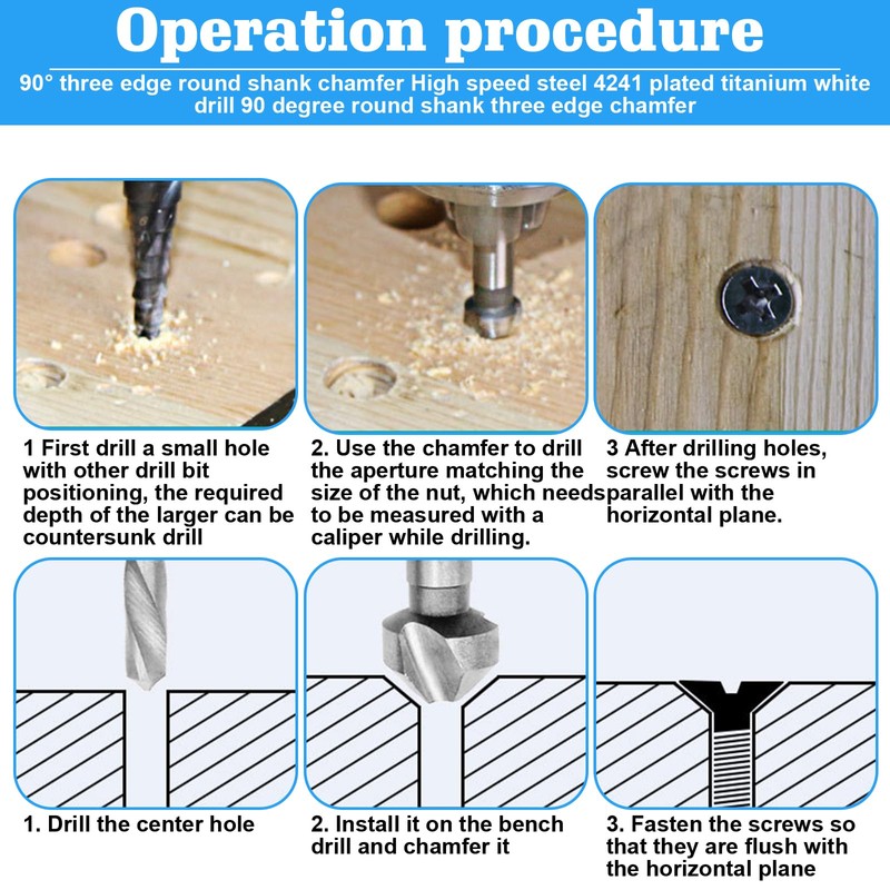 Countersink 6-Piece Drill Bit HSS: TOATELU Taper and Deburring Countersink