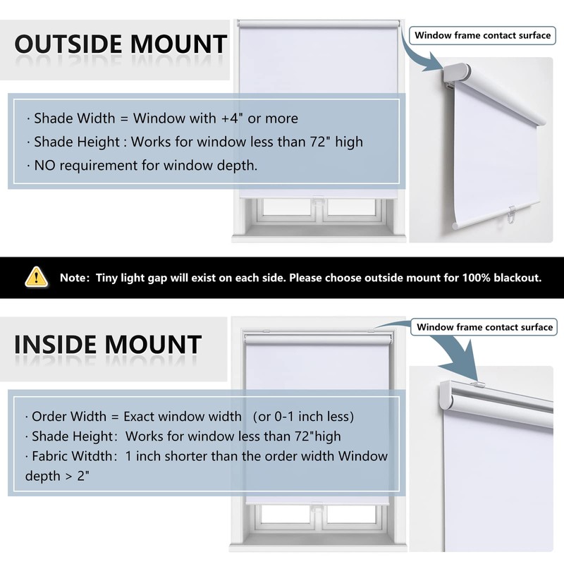 Cordless Roller Shades Blackout Blinds for Windows Room Darkening Rolled