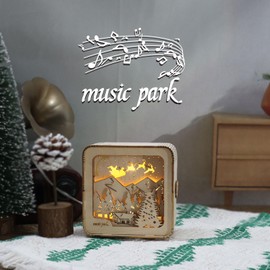 Music Park 3D Wooden Christmas Puzzle for Adults Teens Night Light for Kids Carving Wood Lamp Bedroom Desk Decoration Birthday Gift for Women 14 Years Old and Up