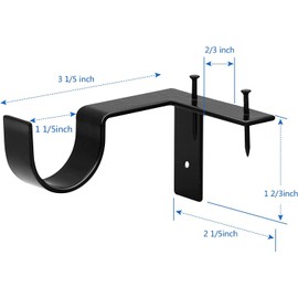 Curtain Rod Bracket No Drill Curtain Rod Holder 3 Pack Heavy Duty Curtain Rod Hooks for 1 to 1 1/5 inch Drapes Rod, Curtain Rod Hangers Bracket Tap Right Into Window Frame, Black