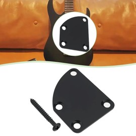 Be In Your Mind 1pc 4 Hole Curved Guitar Neck Plate with Screws Compatible with Telecaster Neck Compatible with Stratocaster Neck Bass Neck Black