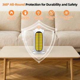 Gyrivav Space Heater, Portable Heaters for Indoor Use with Remote, LED Display, 18H Timer, 3 Modes, Vertical and Horizontal Use, No Temp Display, 1500W Fast Safety Heat for Bedroom, Home, Office