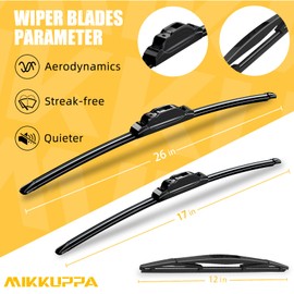 MIKKUPPA 26"+17"+12" Windshield Wiper Blades Replacement for 2017-2022 Honda CRV CR-V, Front & Rear Wiper Blades Set, Durable Stable Quiet All Season (Pack of 3)