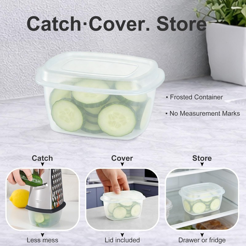 Ourokhome Cheese Grater, Handheld Box Grater with Container & Lid,