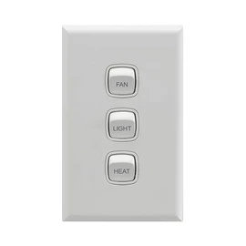 HPM 3 Gang Switch Eng Light/Fan/Heat, White, (CDXL770/3FLHWE)