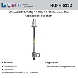 L-com (HGFH-533D) 5.8 GHz 33 dBi Parabolic Dish Replacement Feedhorn
