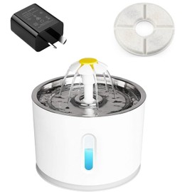 Cat Water Fountain, 81oz/2.4L LED Pet Fountain Stainless Steel Automatic Drinking Water Dispenser for Cats, Dogs, Other Pets