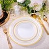 DaYammi 100 Guests Gold Plastic Dinnerware Sets, Includes: 100 Gold