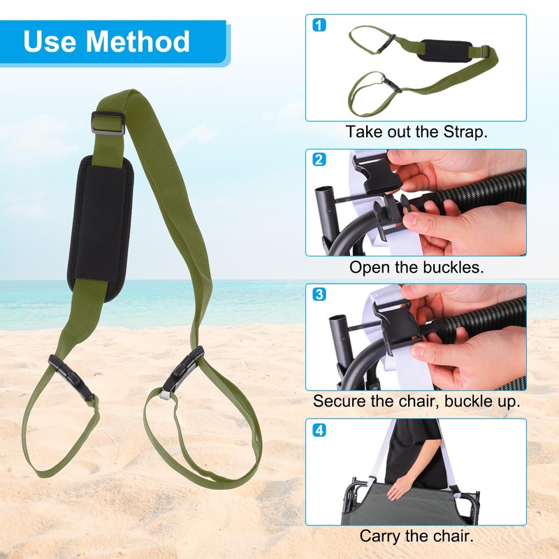 PATIKIL Carrying Beach Chair Straps, 2 Pack Adjustable Beach Chair