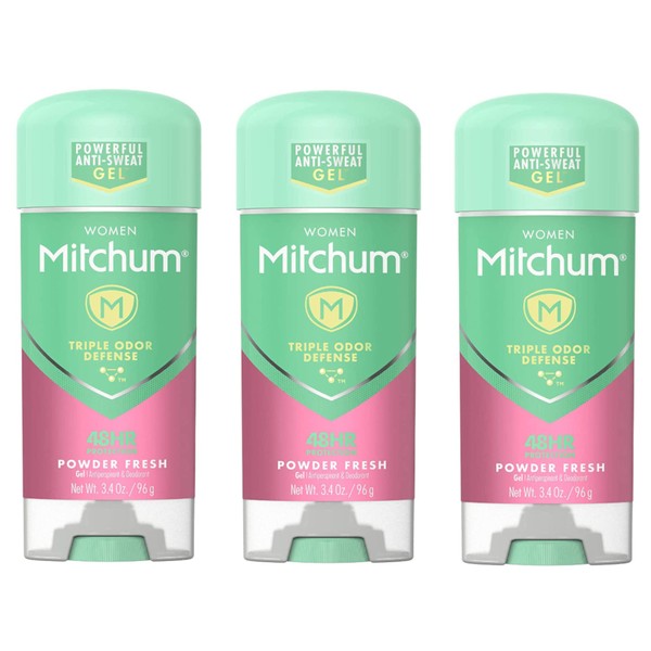 Mitchum For Women Anti-Perspirant Deodorant Clear Gel Powder Fresh 3.40 oz (Pack of 3)
