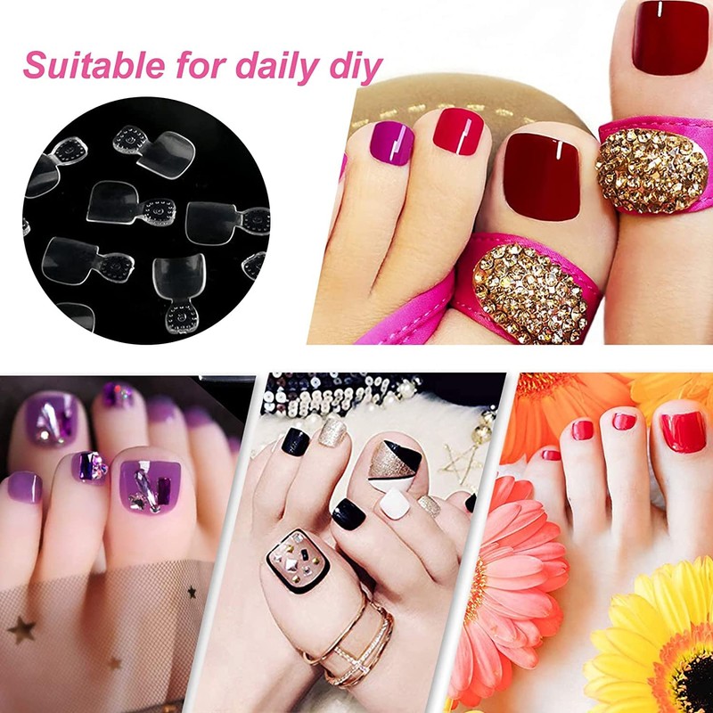 100 Pieces Artificial Toenails with Box, 10 Sizes Toenails, Transparent