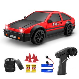 Hylukon RC Drift Car, 2.4GHz 1:24 Scale 4WD High Speed 15KM/H Race Drifting Cars with LED Lights Drifting Tire, Hobby Racing Sport Toy Car Gifts for Boys Girls Kids