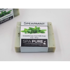 Spa Pure Aromatherapy Luxury Soap, made with plant based ingredients, essential oils, all natural, 4.5 oz each (Spearmint)