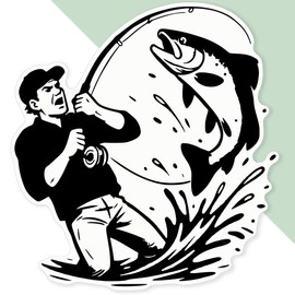 Extra Large 460mm 'Fisherman Big Catch' Permanent Sticker Decal for Cars/Windows/Bins/Walls (DW00140935)